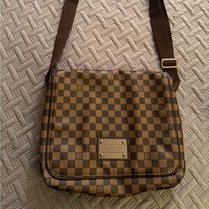Brown  Checkered Messenger Bag